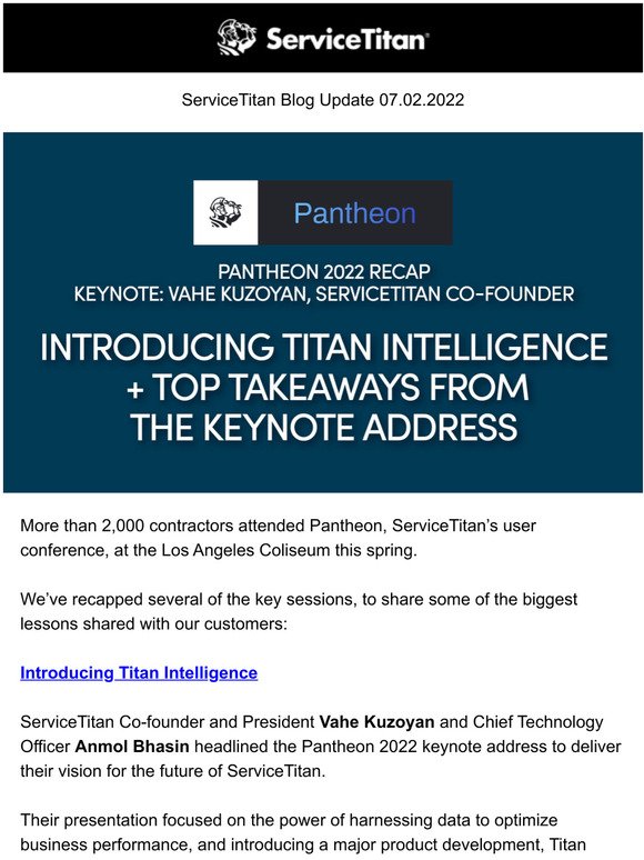 Service Titan Key Takeaways from Pantheon 2022 Milled