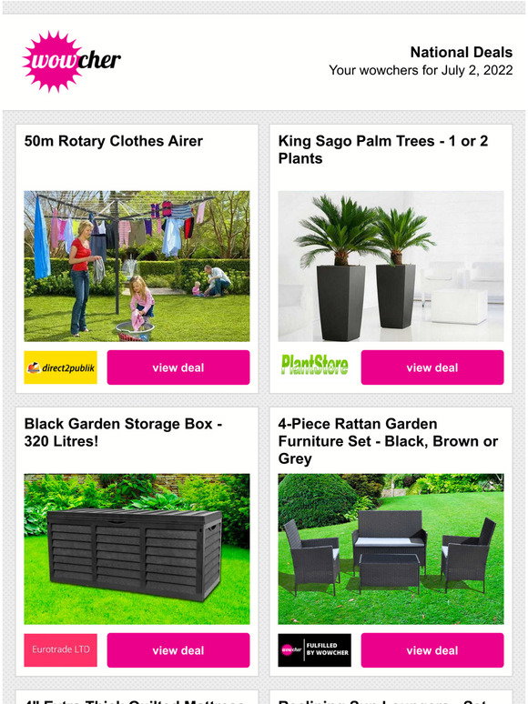 Wowcher ES Wowchers for you 50m Rotary Clothes Airer King Sago Palm Trees 320 Litre Garden