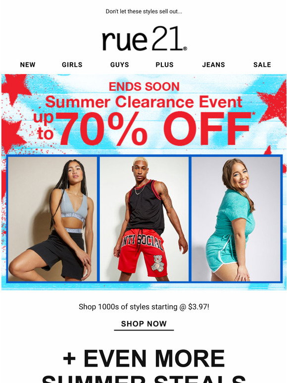 rue21: 😎 Clearance Event: Up to 70% off 