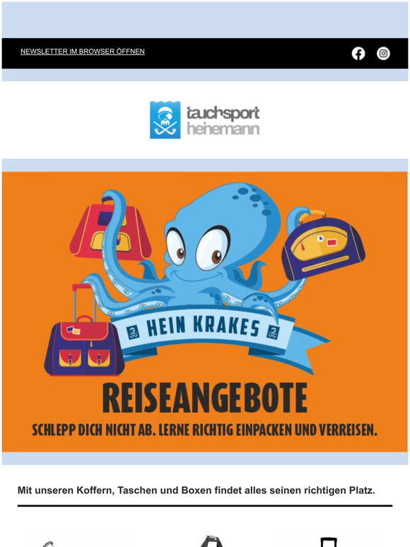Taschen, Koffer und Boxen zum verreisen bei Tauchsport Heinemann