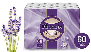 60 Rolls of Phoenix Quilted Lavender-Scent Toilet Paper