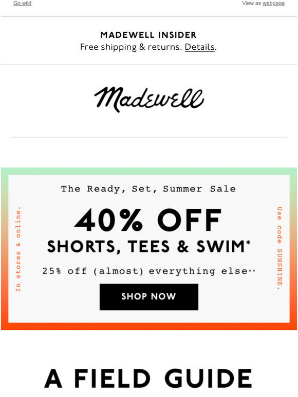 Madewell Email Newsletters: Shop Sales Discounts and Coupon Codes