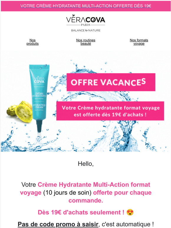 🌞 OFFERT : Votre Crème Hydratante format voyage !