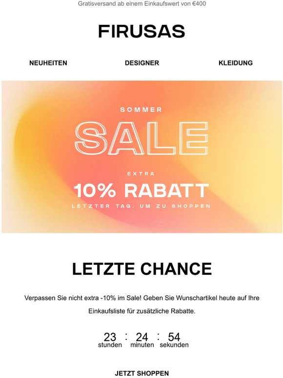 LETZTE CHANCE: Extra 10% Rabatt