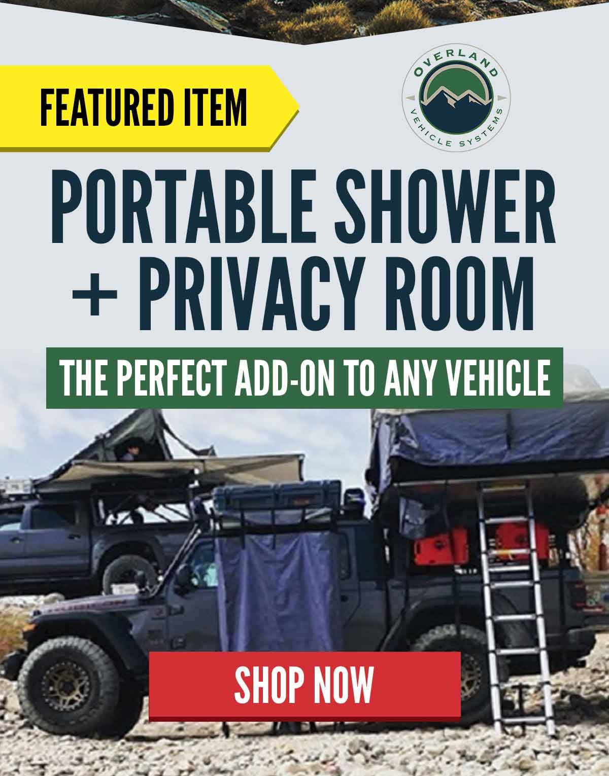 Featured Item: Portable Shower + Privacy Room The Perfect Add-on to Any Vehicle