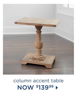 Blond Wood Column Accent Table