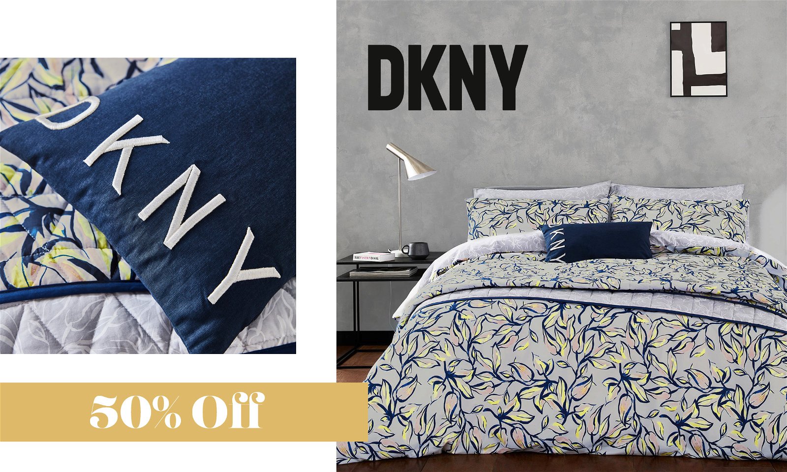 DKNY Painted Leaves Bedding in Grey