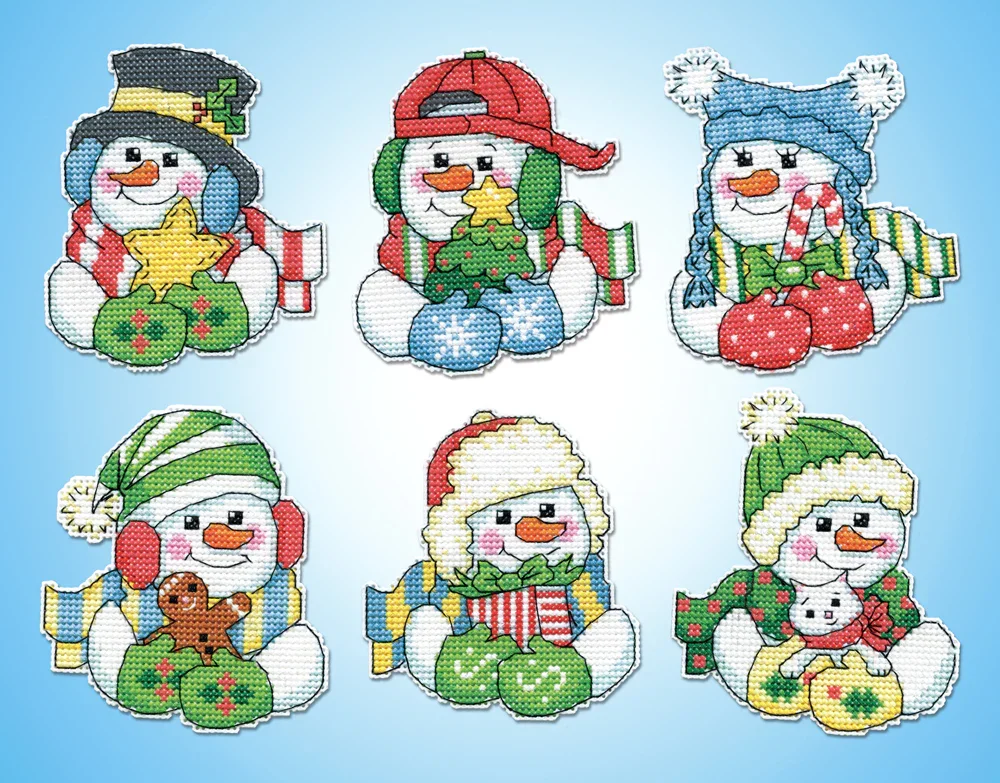 Snowman Hugs Plastic Canvas Ornaments Kit