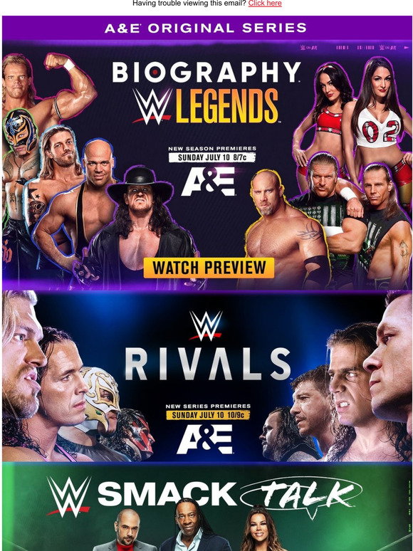 WWE Shop Tunein Next Week for WWE on A&E Superstar Sunday! Milled