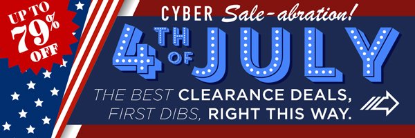 First Dibs! Warehouse Clearance / Up to 79% off during the / the Fourth of July Cyber Saleabration! / Shop Now