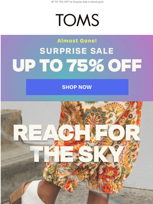TOMS Email Newsletters Shop Sales, Discounts, and Coupon Codes