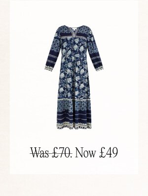 Floral print jersey dress in sustainable cotton blue