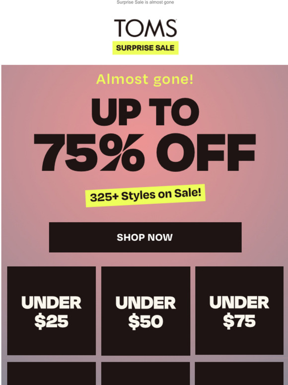 TOMS Email Newsletters Shop Sales, Discounts, and Coupon Codes