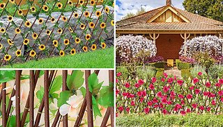 2m Artificial Garden Hedge Trellis With Flowers & Leaves - 11 Options