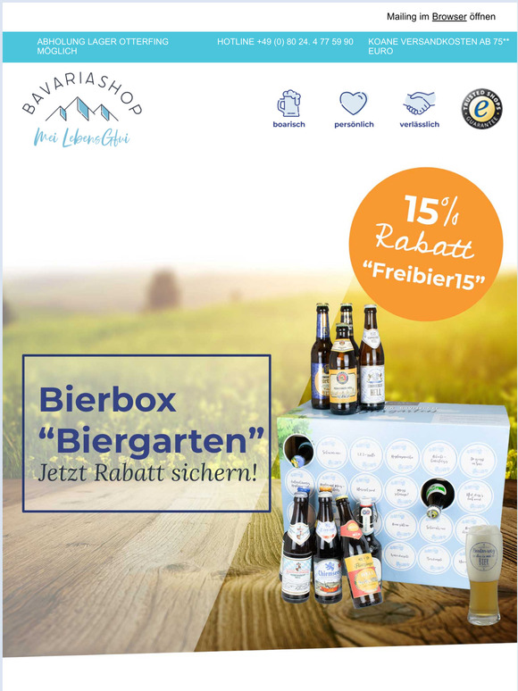 15% Rabatt auf dein Biergarten Dahoam!