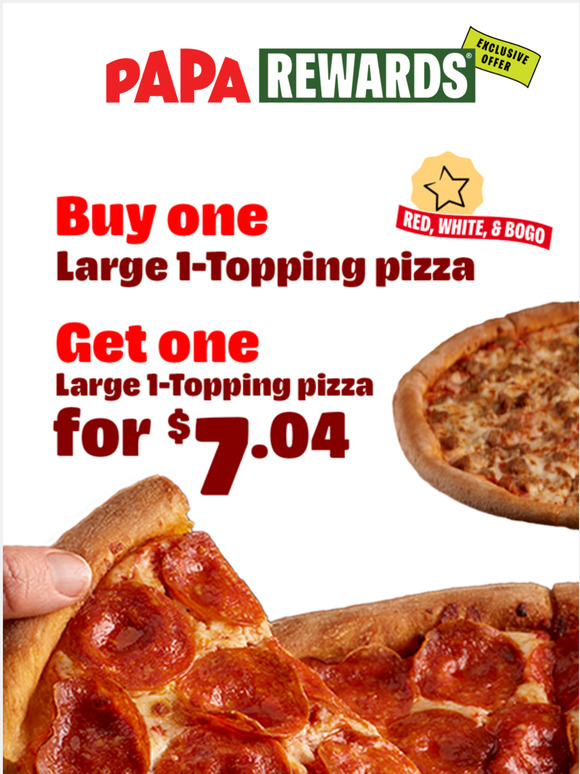 Berea Papa Johns - FREE PIZZA TODAY! Order $12 or more using your