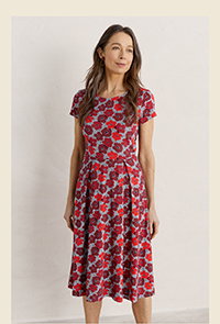 Organic Cotton Midi Pleated Skirt Dress >