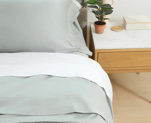 Bed with Slumber Cloud's Essential Sheet Set