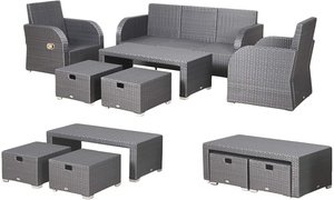 Outsunny Seven-Seater Rattan-Effect Recliner Furniture Set