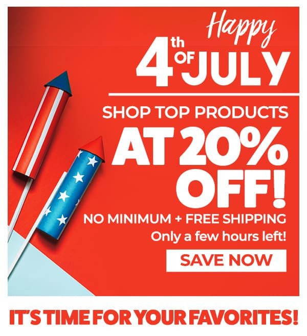 Shop top products at 20% Off! No minimum + Free Shipping