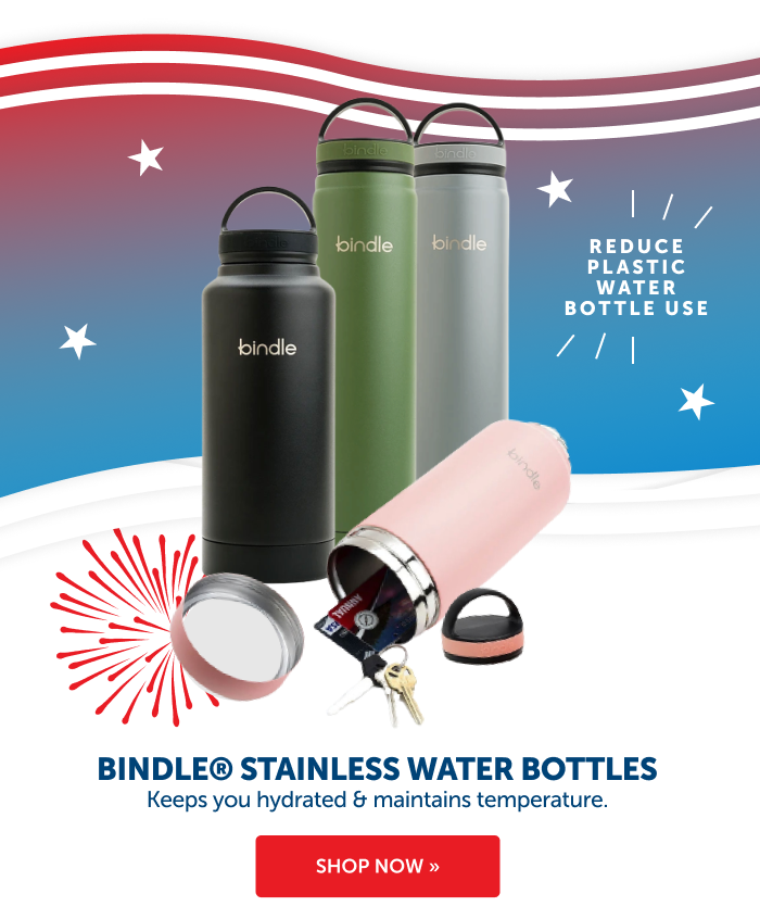 Reduce your single-use plastic waste and level up to our Bindle Stainless Water Bottle with Secret Storage! Click to shop!
