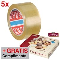 AKTION: tesa Packband tesapack® 4195 transparent 50,0 mm x 66,0 m 5 Rollen + GRATIS LAMBERTZ Compliments Gebäck 200,0 g