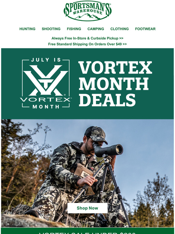 Sportsman's Warehouse Vortex Month Great deals and offers all month
