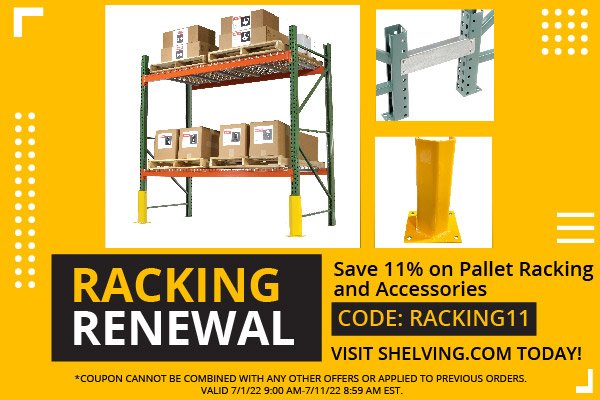 Racking Renewal - Save 11% on pallet racking - CODE: RACKING11