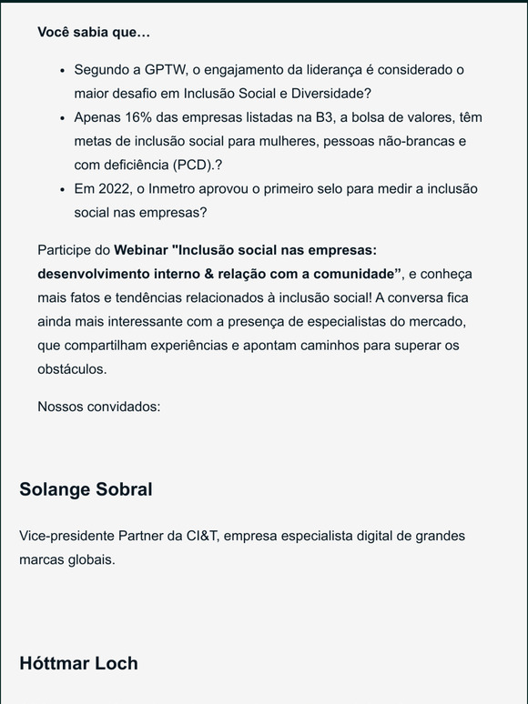 Vamos falar sobre inclusão social? Webinar EXCLUSIVO e GRATUITO!