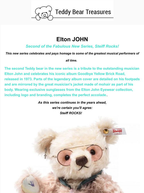 Steiff Rocks Teddy Bear Treasures: Steiff Rocks! Elton John 🎵 NEW 2022 Limited ...