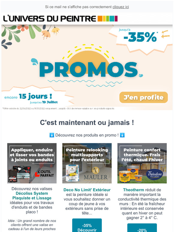 PROMOS ! Jusqu'à -35% vite, vite, vite !