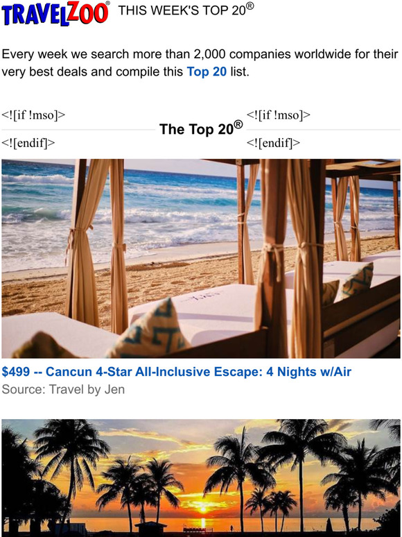 Travelzoo This Week's Top 20 Milled