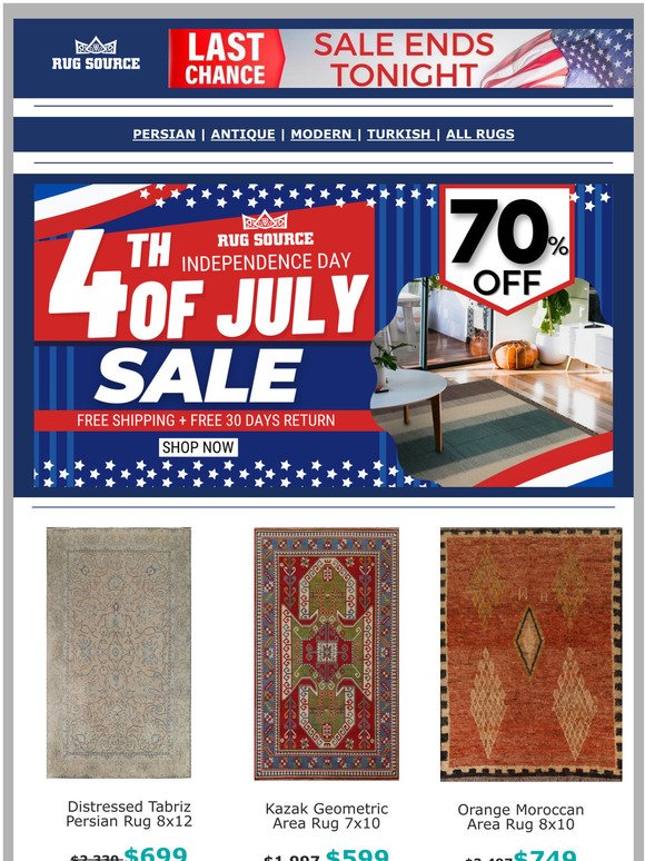 July 4th 70% off ENDING TONIGHT- Free Shipping and Free Return