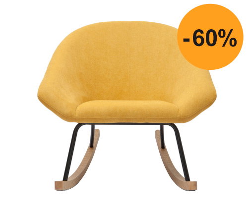 Rocking chair tissu effet velours jaune moutarde KOK