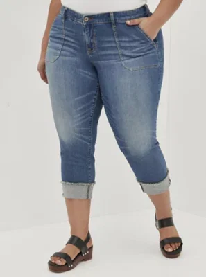 Crop Boyfriend Jean - Vintage Stretch Medium Wash