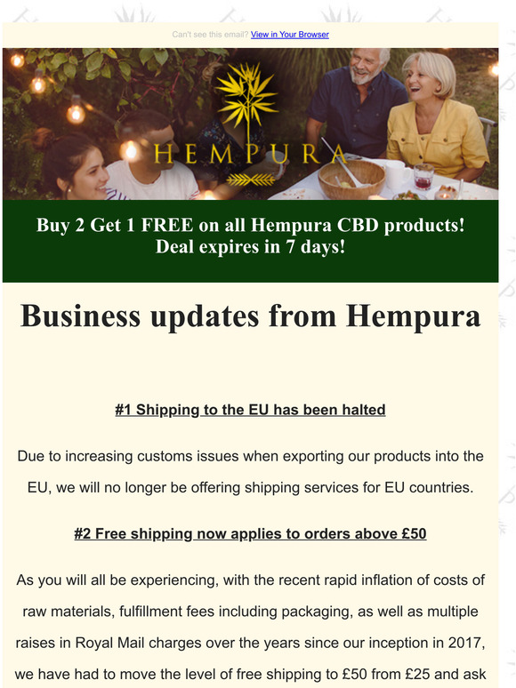 🚨 Buy 2 Get 1 FREE on Hempura CBD! | July Newsletter
