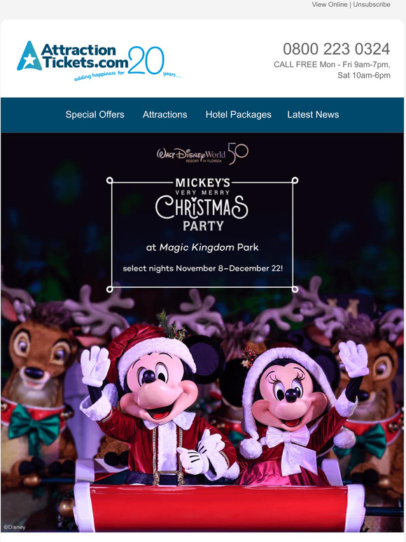 Attraction Tickets UK Mickey’s Very Merry Christmas Party Tickets NOW