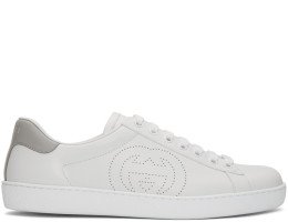 Gucci - White & Grey Interlocking G New Ace Sneakers