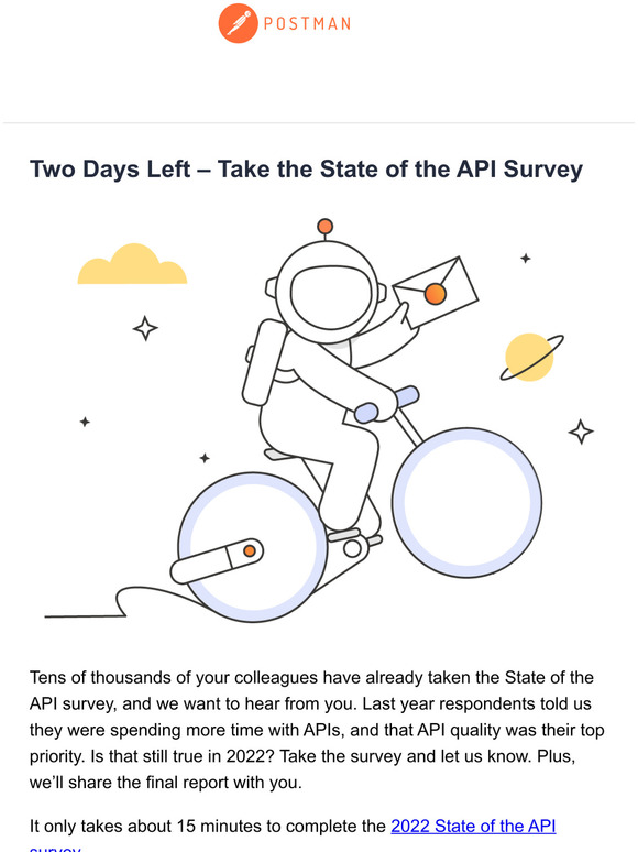 Postman: State of the API survey extended! A PS5 or Steam Deck could be  yours