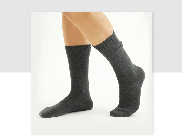 Unisex Calf-Length Bamboo Zipper Pocket Travel Socks