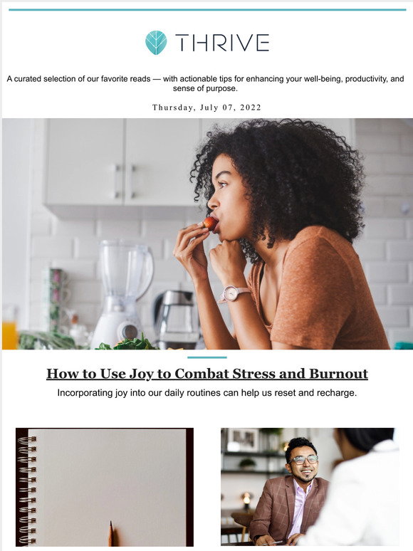 Thrive Global: How to Use Joy to Combat Stress and Burnout | Milled