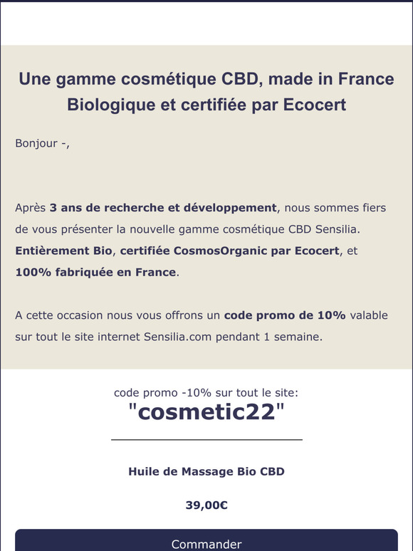-10% sur la Nouvelle Gamme Cosmétique CBD