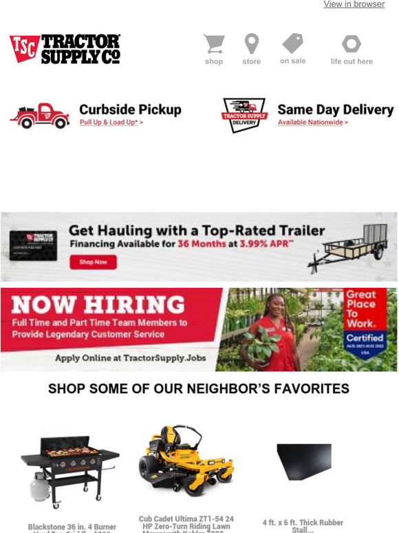 Tractor Supply Company Shop Kayaks, Grills and More! Milled
