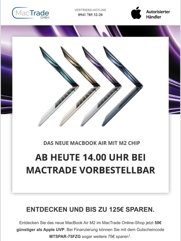 Das neue MacBook Air M2 – Ab heute 14.00 vorbestellbar