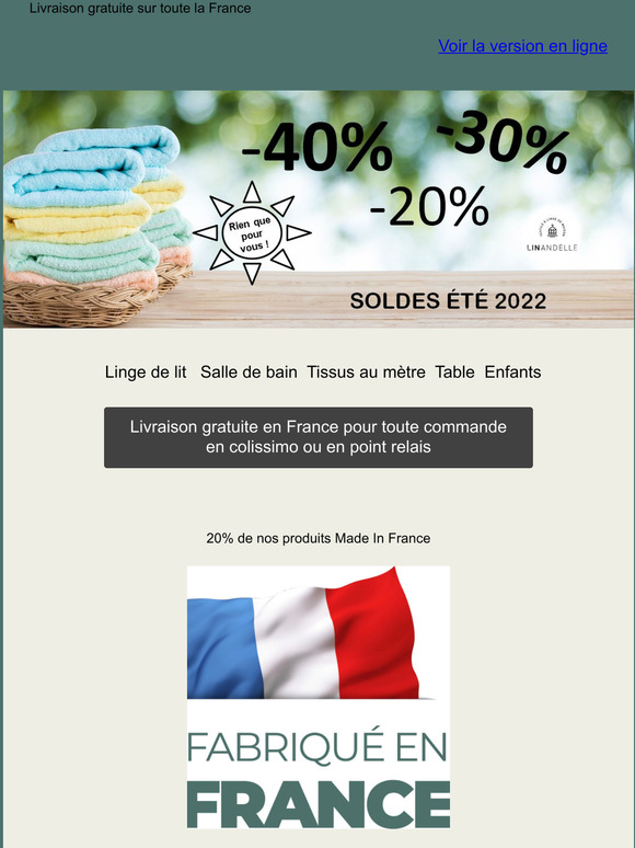 jusqu'à -40% sur votre linge de maison