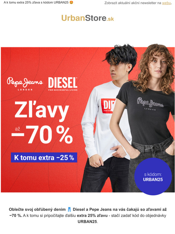 Diesel + Pepe Jeans | Zľavy až −70 %