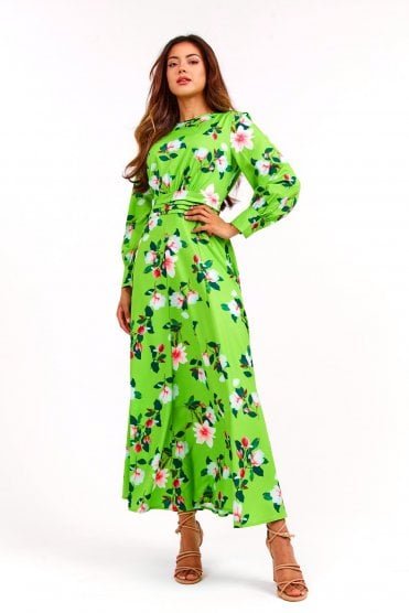 Green Floral Long Summer Dress