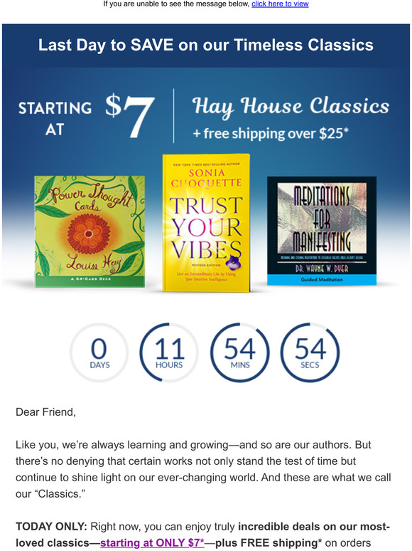 Hay House, Inc. Today Only Our Timeless Classics for 7! Milled