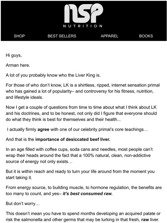 NSP Nutrition The Liver King Here's why he's RIGHT. Milled