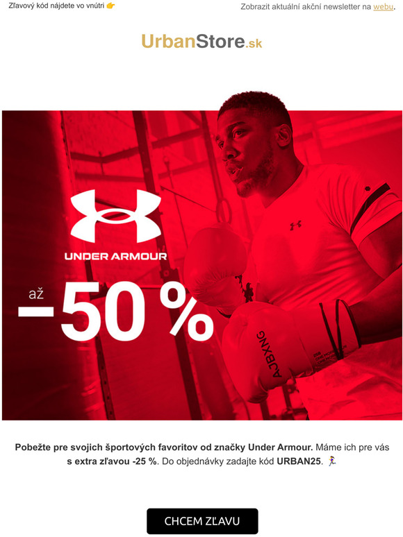 Under Armour vo výpredaji s extra 25% zľavou